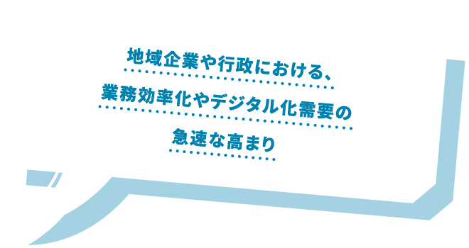 地域企業や行政における、業務効率化やデジタル化需要の急速な高まり